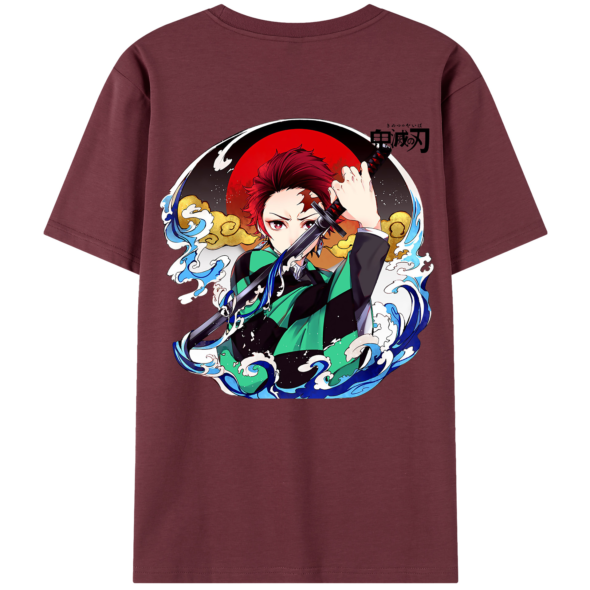（画像用） 鬼滅の刃 竈門 炭治郎／かまど たんじろう Kamado Tanjirou 綿100％半袖Tシャツ（背面プリント）